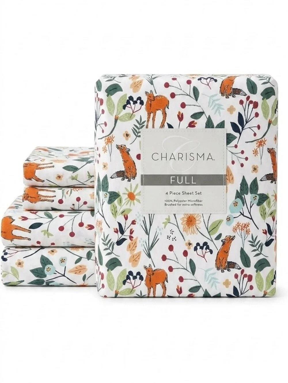 Charisma Full Size 4-Piece Sheet Set Wild Woods Woodland Fox Deer NIB